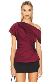 Simkhai Phoebe Draped Top In Cranberry at Revolve