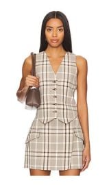 Simkhai Poppy Vest In Sand Plaid at Revolve