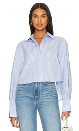 Simkhai Renata Cropped Button Down Shirt In Stripe at Revolve