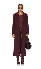 Simkhai Rumi Belted Long Coat In Oxblood at Revolve