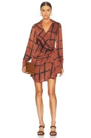 Simkhai Sofia Shibori Long Sleeve Faux Wrap Dress at Revolve