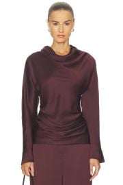 Simkhai Victoria Long Sleeve Draped Top In Mahogany at Revolve