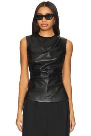 Simkhai Wynter Faux Leather Draped Top at Revolve