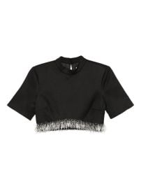 Simkhai fringe-trimmed short-sleeve Top Black at Farfetch