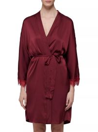 Simone Perele Satin Secrets Lace Trimmed Robe at Saks Fifth Avenue