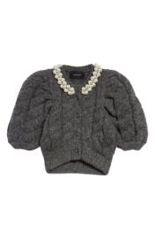 Simone Rocha Crop Embellished Alpaca Wool Blend Cardigan at Nordstrom