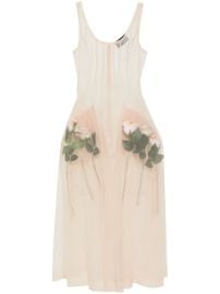 Simone Rocha Floral applique Tulle Midi Dress In Neutrals at Farfetch