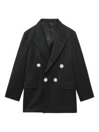 Simone Rocha flower-embellished double-breasted Blazer Grey at Farfetch