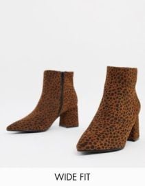 Simply Be wide fit heeled boot in leopard print at ASOS