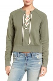 Sincerely Jules Lace-Up Crop Sweatshirt at Nordstrom