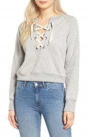 Sincerely Jules Lace-Up Crop Sweatshirt at Nordstrom