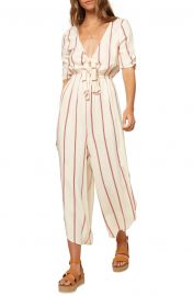 Sincerely Stripe Tie Front Jumpsuit at Nordstrom