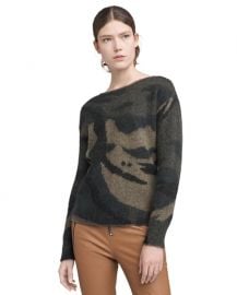 Sinclair Fuzzy Crew Camo Sweater at Ron Herman