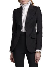 Single-Breasted Lace Blazer at Neiman Marcus