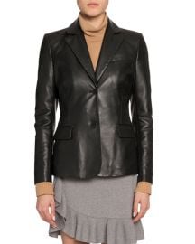 Single-Breasted Leather Blazer at Bergdorf Goodman