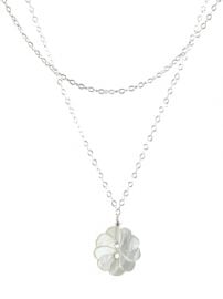 Single Pearly Flower Necklace at Peggy Li