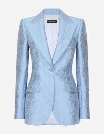 Single-breasted floral quilted jacquard Turlington jacket in Azure for Women DolceampGabbana US at Dolce & Gabbana