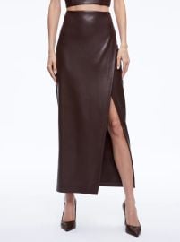 Siobhan Vegan Leather Maxi Skirt In Toffee Alice And Olivia at Alice + Olivia