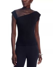 Sioni Mesh Inset Ribbed Sweater at Bloomingdales
