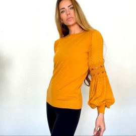 Sioni Orange Embroidered Top at Bloomingdales