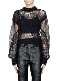 Siouxie Fishnet Knit Patchwork Cropped Sweater by Helmut Lang at Lane Crawford