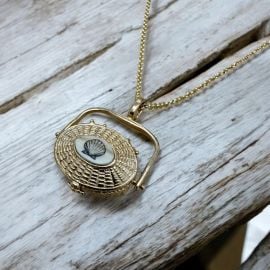 Sirens Nantucket Basket with Scallop Scrimshaw CJ Inc at Chatham Jewelers