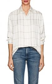 Sisea Windowpane-Checked Silk Satin Blouse at Barneys