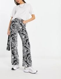 Sixth June straight leg printed jeans in black at ASOS