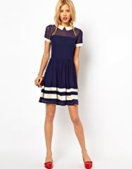 Skater dress with contrast collar at Asos