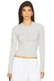Skims Cotton Jersey Long Sleeve Tshirt In Light Heather Grey at Revolve