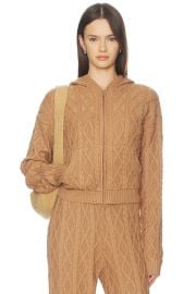 Skims Sweater Knit Shrunken Zip Up Hoodie In Dark Honey at Revolve