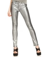 Skinny Metallic Coated Denim Jeans by Bar III at Macys