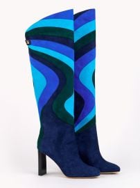 Skorpios I Aurora Luxury patchwork boots in blue suede Maison Skorpios at Skorpios