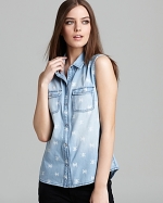 Skull printed chambray shirt by Aqua at Bloomingdales