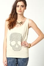 Skull studded vest at Boohoo at Boohoo