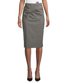 Sky Glen-Check Bow-Waist Midi Skirt at Last Call