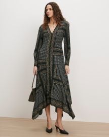 Skye Scarf-Print Midi Dress in Heritage Navy Multi | Veronica Beard at Veronica Beard