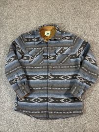 Skyhawk Blanket Shirt Mens Sz M Blue Aztec Wool Blend Flannel Shacket Western at eBay