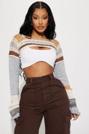 Skyline Stripe Cropped Sweater Shrug - Multi Color Fashion Nova at Fashion Nova