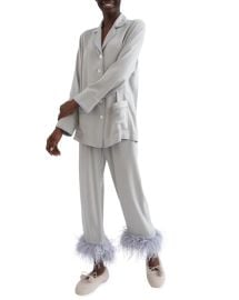 Sleeper Party Feather Cuff Pajama Set at Neiman Marcus