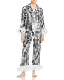 Sleeper Party Gingham Feather Trim Pajama Set - 100 Exclusive Bloomingdales at Bloomingdales