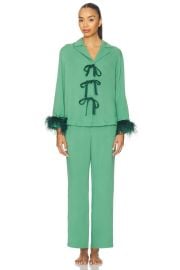 Sleeper The Bow Pajama Set With Detachable Feathers In Green at Revolve