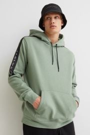 Sleeve Panel-detail Hoodie - Sage green - Men  HampM US at H&M