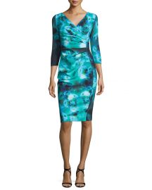 Sleeve Ruched Floral Cocktail Dress by La Petite Robe di Chiara Boni at Neiman Marcus