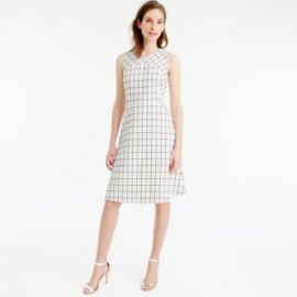 Sleeveless A-line dress in windowpane tweed at J. Crew