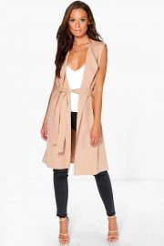 Sleeveless Belted Duster at Boohoo