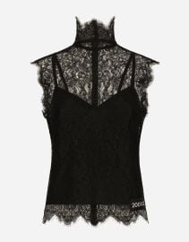 Sleeveless Chantilly lace top in Black for DolceampGabbana US at Dolce & Gabbana