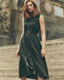 Sleeveless Cutout Pleated Midi Dress at White House Black Market