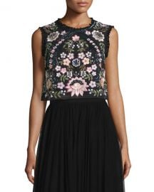 Sleeveless Embroidered Crop Top at Neiman Marcus