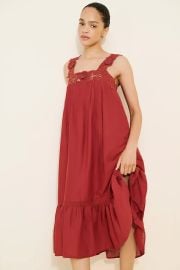 Sleeveless Embroidered Midi Nap Dress at Anthropologie